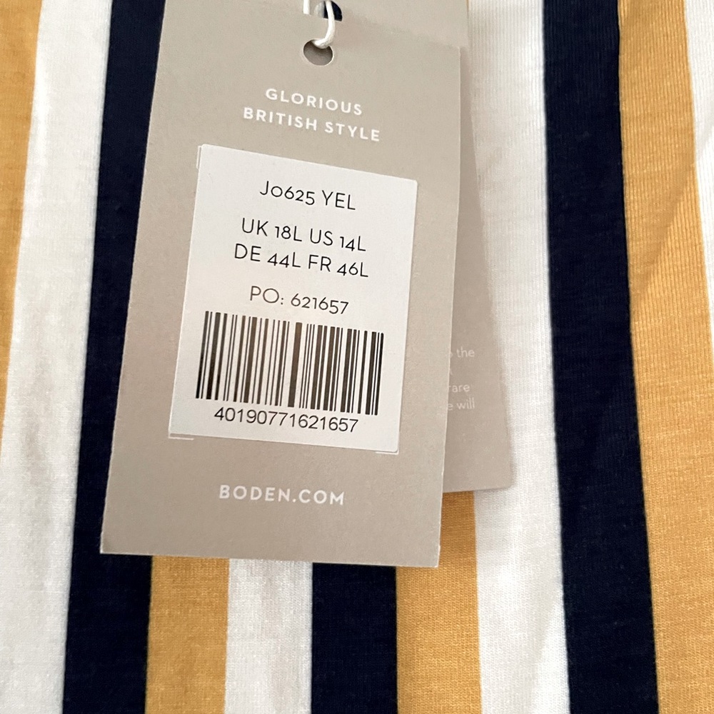 Boden Ruched Waist Jersey Midi Dress (J0625) - Navy White Yellow Stripe - 18 L - Picture 4 of 4